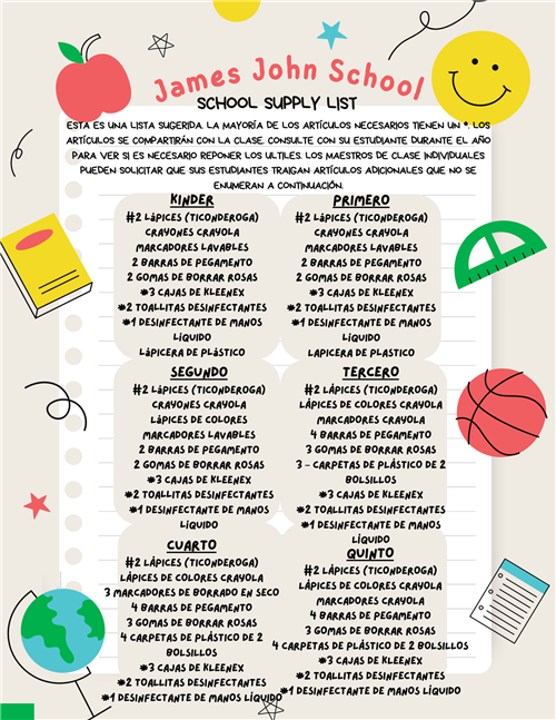 School supply list 